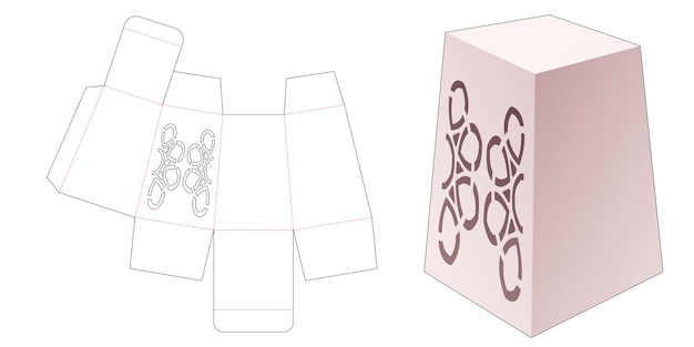 Caja en forma de obelisco con plantilla troquelada de mandala estarcida