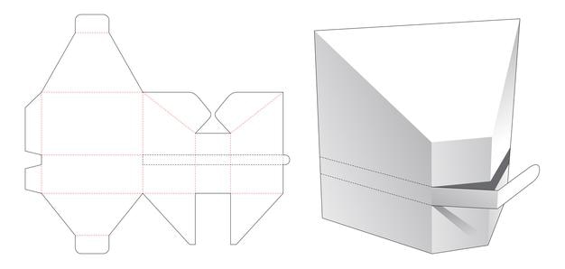 Caja en forma de prisma con plantilla troquelada con cremallera