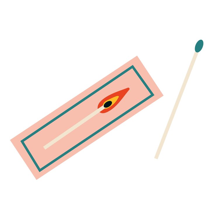 Vector caja de fósforos para velas estilo de dibujos animados ilustración de vector moderno de moda aislado sobre fondo blanco diseño plano dibujado a mano