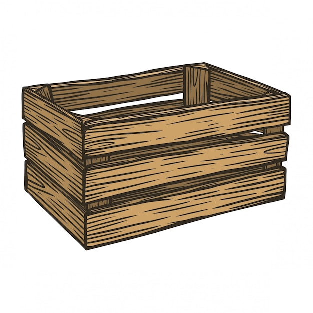 Vector caja de fruta de madera