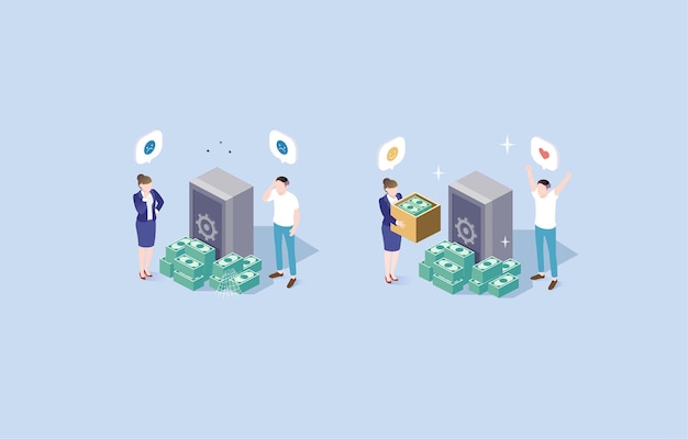 La caja fuerte y el dinero diseñada por Isometric