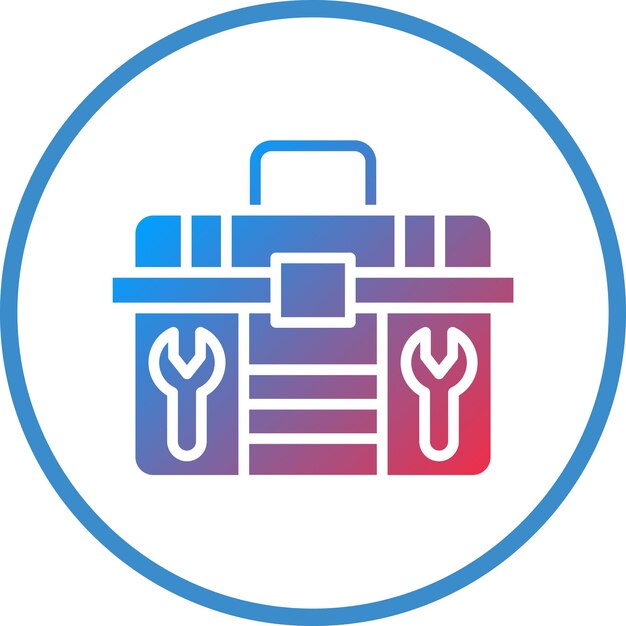 una caja de herramientas azul y roja con un logotipo azul y rojo