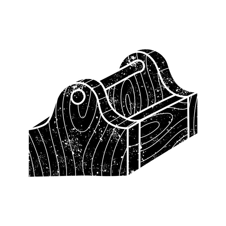 Vector caja de herramientas de madera vintage icono negro dibujado a mano en aspecto grunge