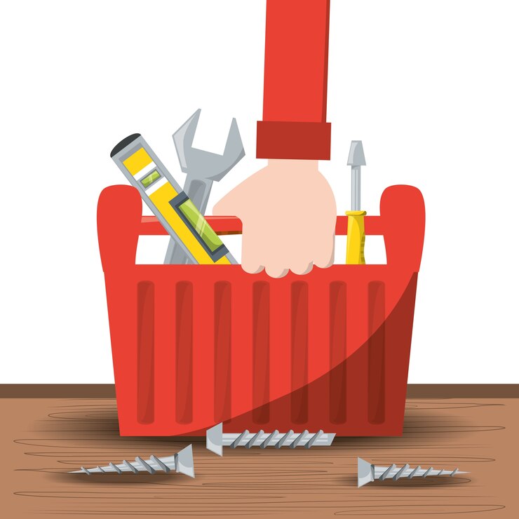 Vector caja de herramientas para reparar el servicio