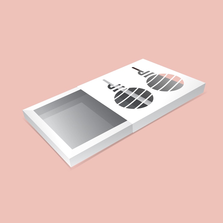 Vector caja de hojalata deslizante con maqueta de ventana de bola de navidad