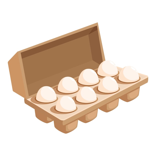 Caja de huevos de cartón que contiene diez huevos blancos