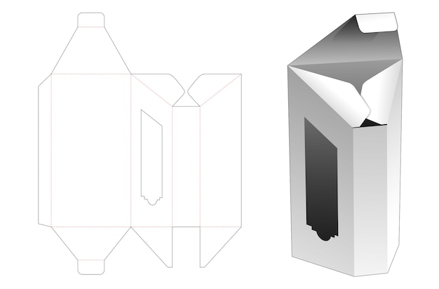 Caja larga en forma de prisma con plantilla troquelada de ventana