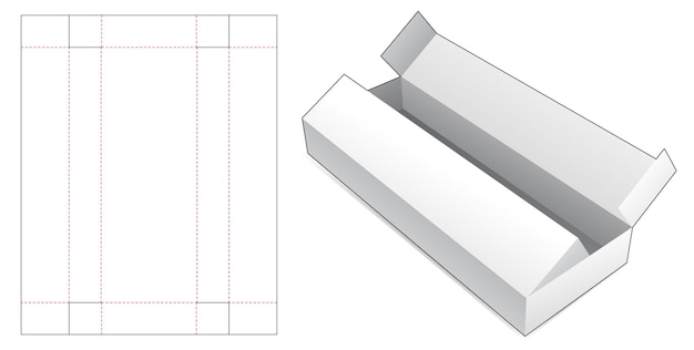 Vector caja larga con plantilla troquelada de apertura central