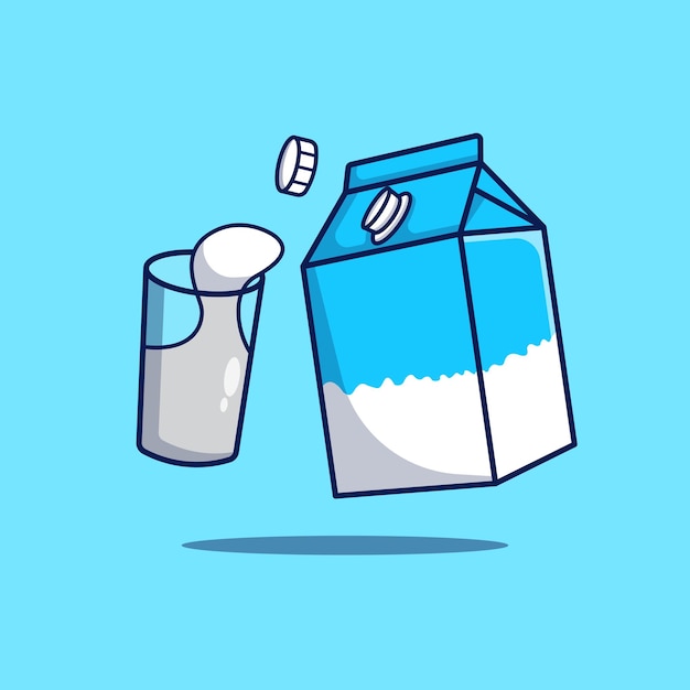 Caja de leche con un vaso de ilustración de leche leche con vector de diseño de caja