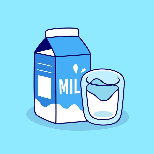 Vector caja de leche y vaso de leche logotipo de la mascota de dibujos animados