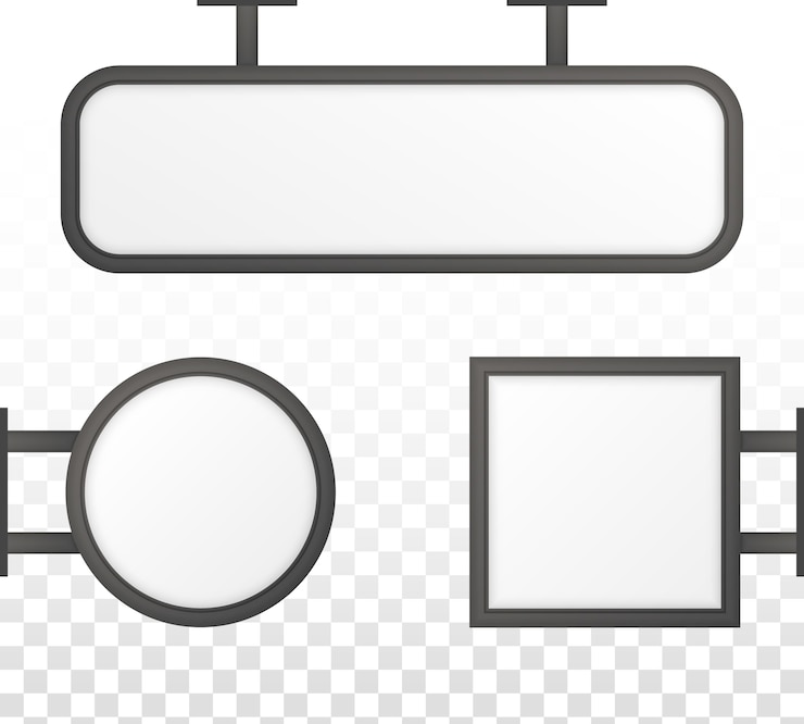 Vector caja de luz de señalización rectangular con letrero publicitario.