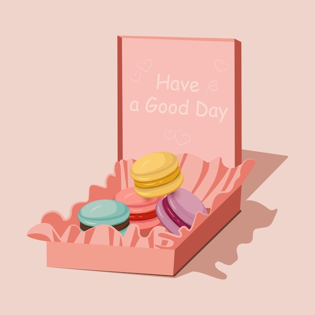 Una caja con macaron ilustración vectorial