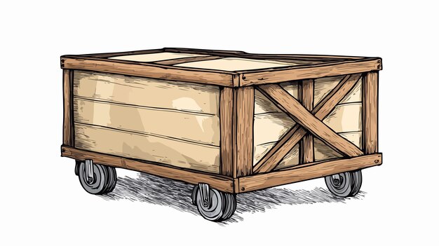Caja de madera con carretillas de entrega Ilustración vectorial