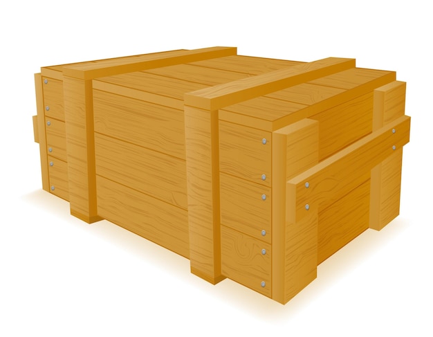Vector caja de madera del ejército para armas y municiones ilustración vectorial aislado sobre fondo blanco.