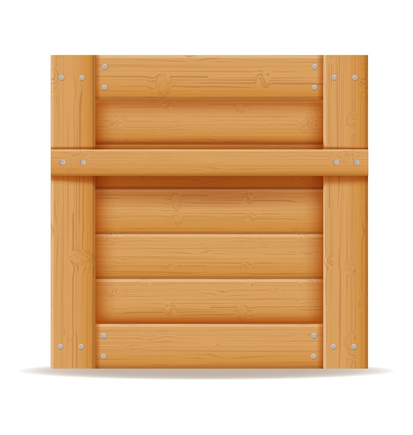 Caja de madera para la entrega y transporte de mercancías hechas de madera ilustración de dibujos animados aislado sobre fondo blanco.