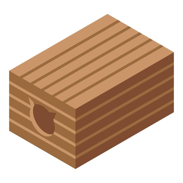 Caja de madera isométrica con el logotipo de la manzana