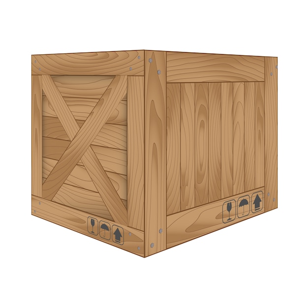 caja de madera marrón sobre blanco