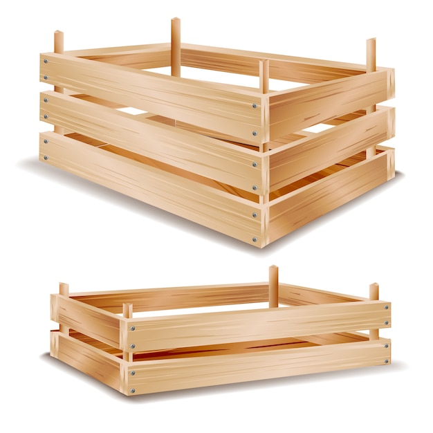 Caja de madera realista