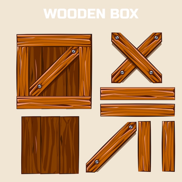 Caja de madera y tableros