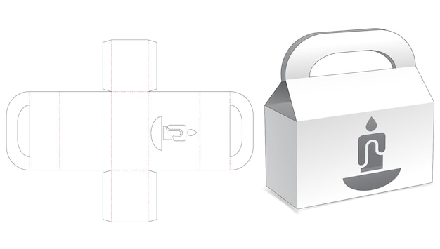 Caja de mango con plantilla troquelada de ventana en forma de vela