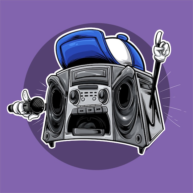 Vector caja de música monstruos cantando hip-hop callejero