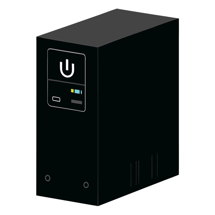 Vector una caja negra con un botón de encendido en ella