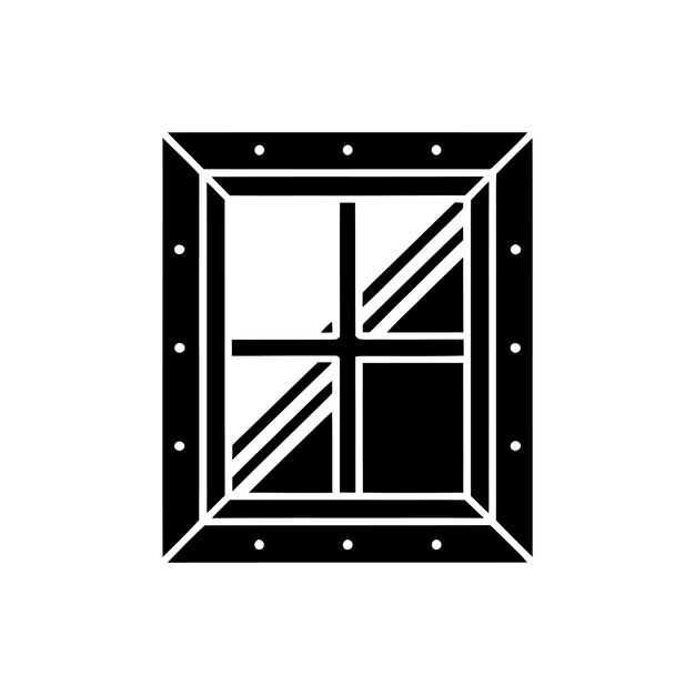 Caja negra cuadrada con agujeros y interior dividido que muestra soporte diagonal y formas rectangulares