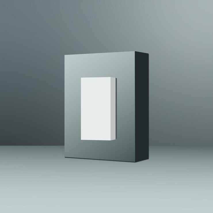 Vector una caja negra con un marco blanco y un letrero en blanco en él