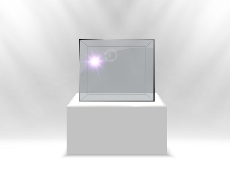 Vector caja o contenedor de vidrio realista en un soporte blanco ilustración vectorial