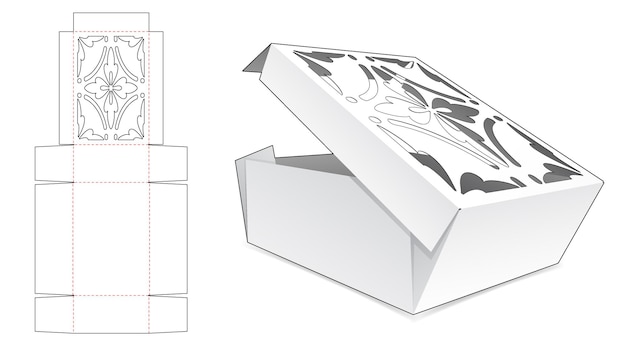Caja de panadería plegada de 1 pieza con plantilla troquelada con plantilla