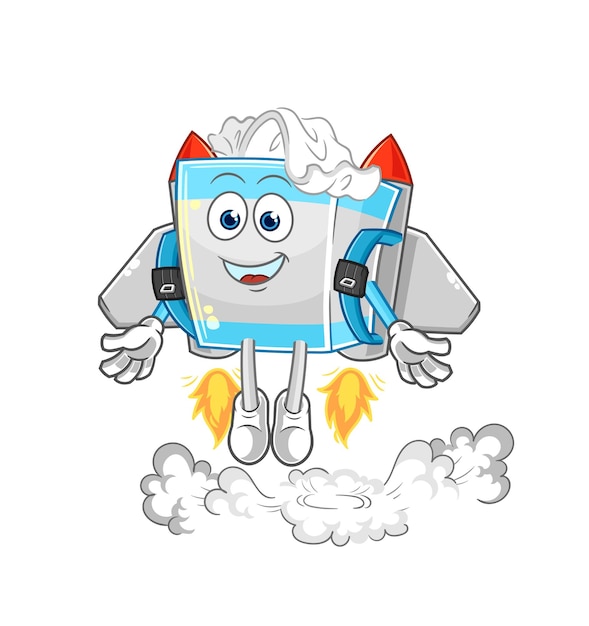 Caja de pañuelos con vector de dibujos animados de mascota jetpack
