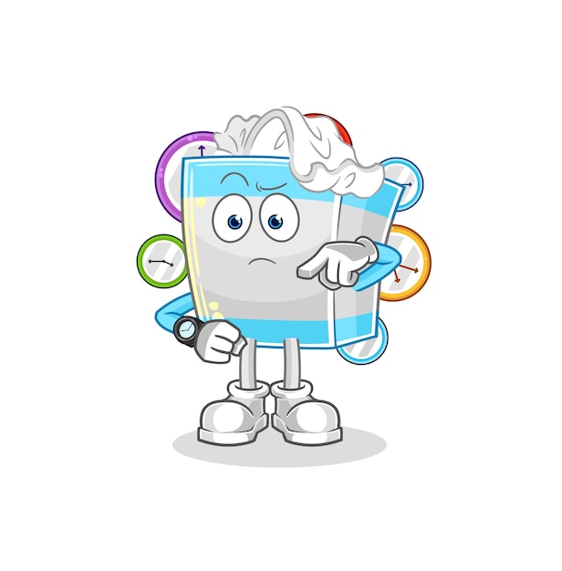 Caja de pañuelos con vector de mascota de dibujos animados de reloj de pulsera