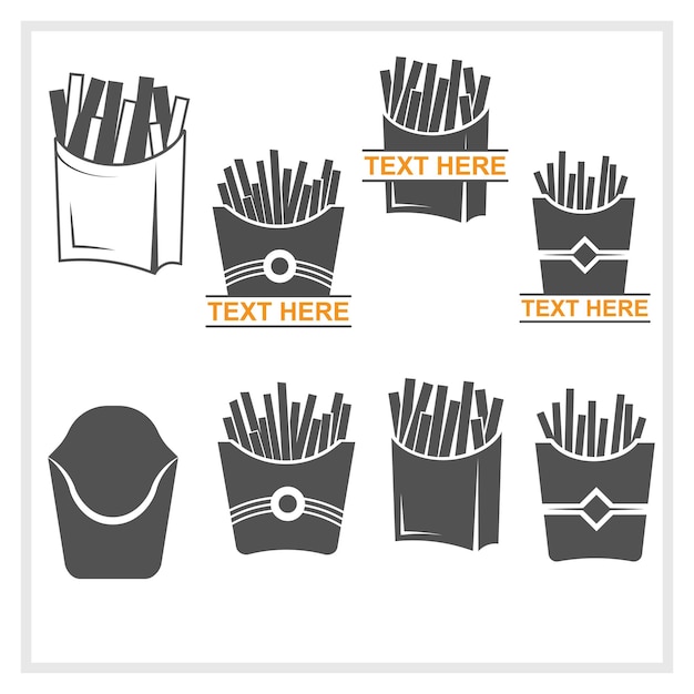 Caja de papas fritas Vector Clipart Silhouette Bundle
