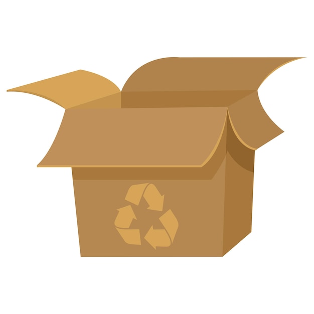 Vector caja de papel vacía con icono de reciclaje