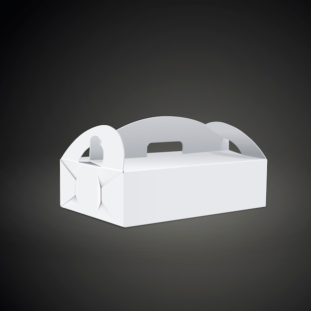 caja de paquete en blanco con asa