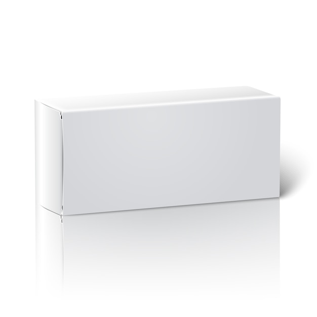 Vector caja de paquete de papel en blanco blanco realista.