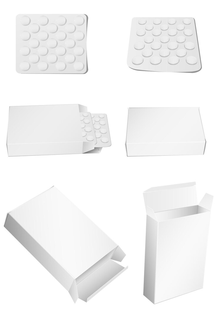 Vector caja y pastillas