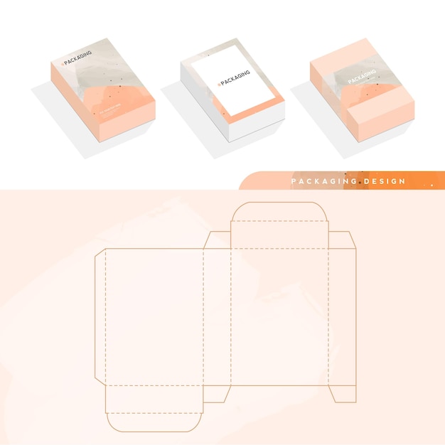 Caja, plantilla de embalaje y plantilla troquelada para producto, marca. ilustración de diseño vectorial.