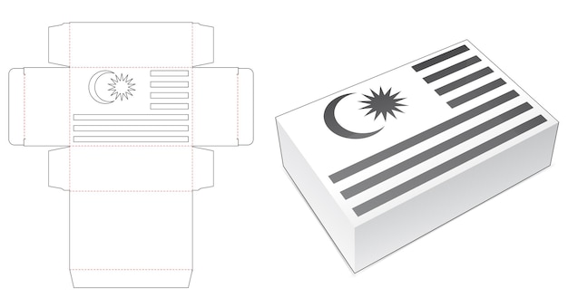 Caja con plantilla troquelada de la bandera de malasia estarcida