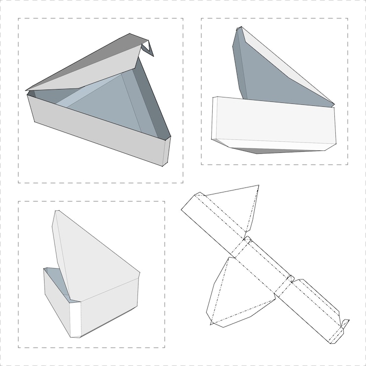 Vector caja con plantilla troquelada. caja de embalaje para alimentos, regalos u otros productos. sobre fondo blanco aislado. listo para su diseño. embalaje del producto vector eps10.