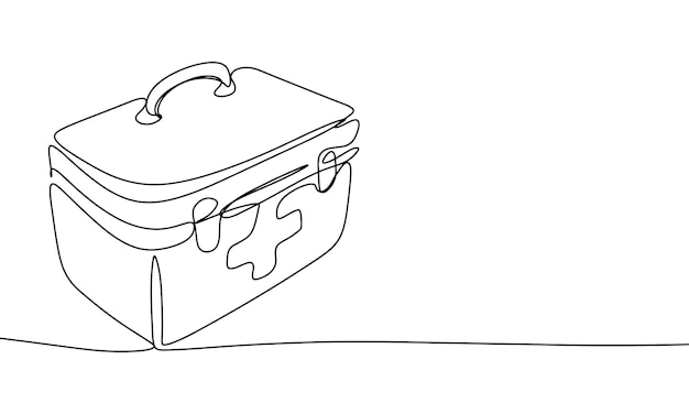 Caja de primeros auxilios de una línea continua Arte de líneas de la caja de primeros servicios Arte vectorial dibujado a mano