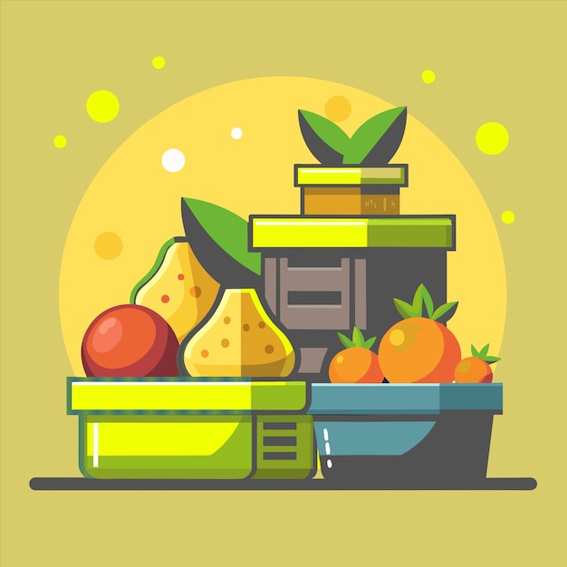 una caja de quesos y frutas con una botella de aceite de oliva