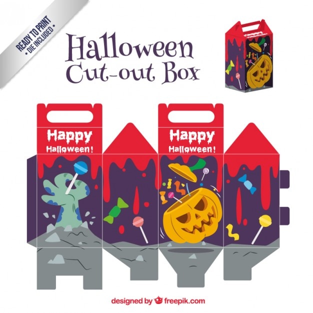 Vector caja recortable escalofriante de halloween