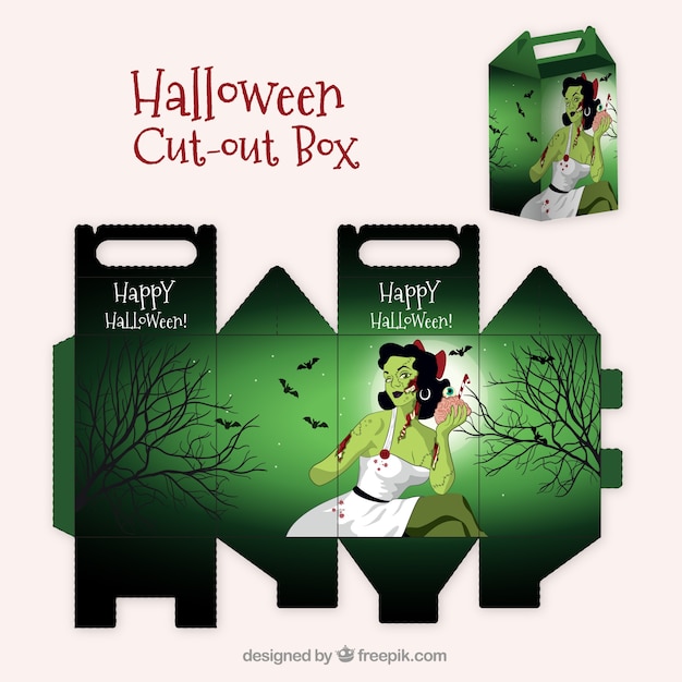 Vector caja recortable de halloween