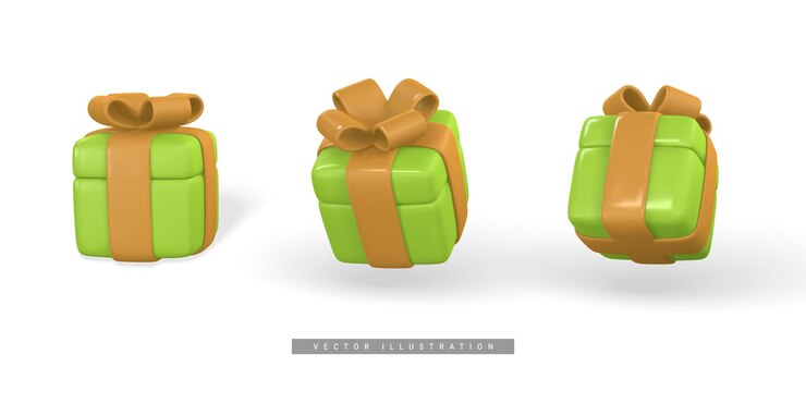 Vector caja de regalo 3d con arco amarillo caja de plástico con sombra aislada en un fondo claro ilustración vectorial