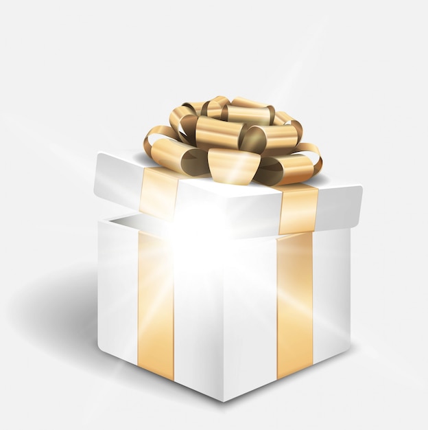 Vector caja de regalo abierta con luz brillante