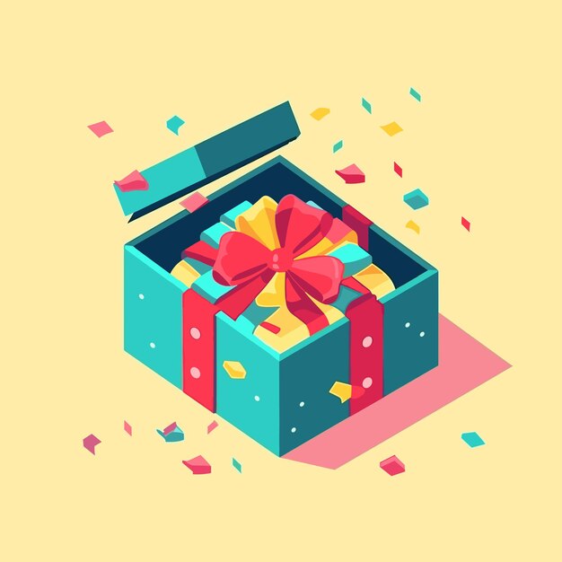 Caja de regalo abierta con vector de cinta