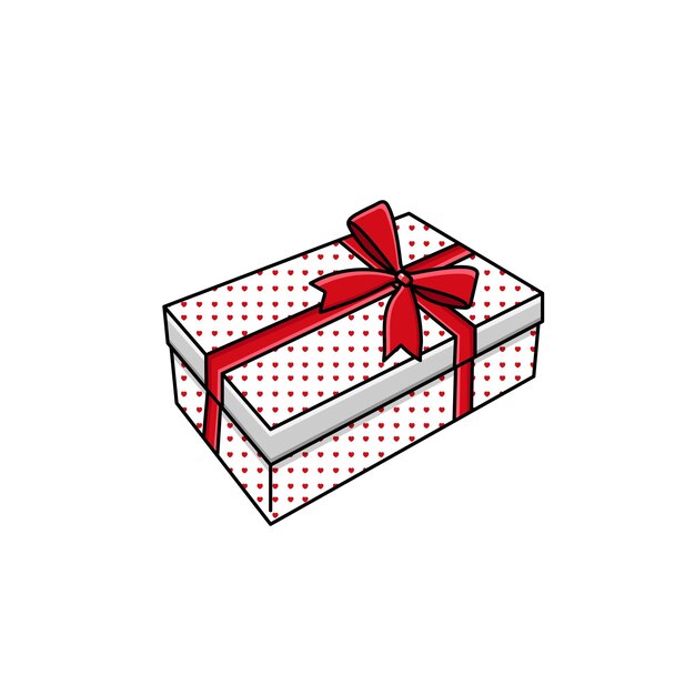 Caja de regalo blanca vectorial con cinta de satén roja Caja de regalos con fondo blanco Ilustración vectorial