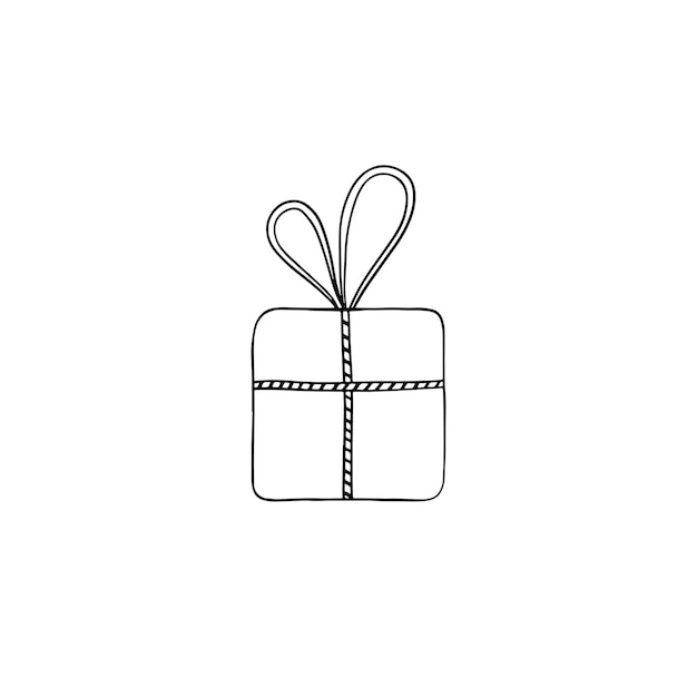 Caja de regalo. caja de regalo con lazos y cintas. caja de regalo dibujada a mano.