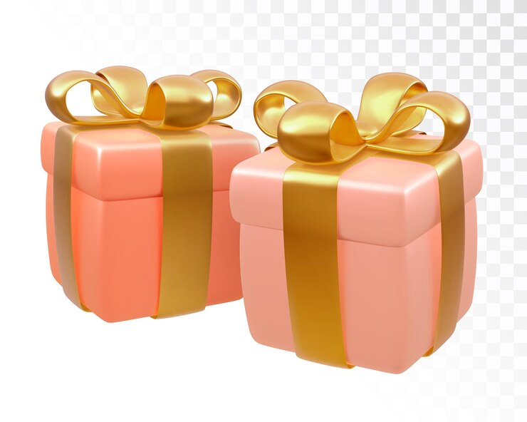 Vector caja de regalo. cajas de regalo rosa 3d realistas con lazo dorado aislado sobre fondo blanco. regalo de decoración navideña. sorpresa de regalo festivo. ilustración vectorial